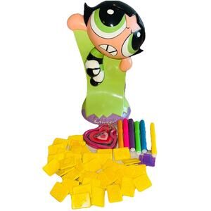 Vintage 1999 The Powerpuff Girls Buttercup 38 Stamps Markers Kit Case Container